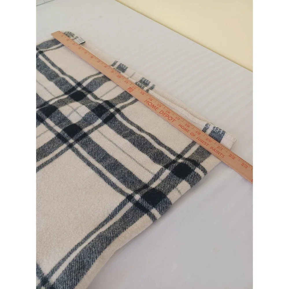 Pottery Barn black ivory plaid throw blanket baby alpaca/woolblend 43x56